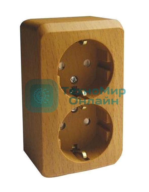 Розетка 2-м ОП Этюд Дача 16А защ. шторки с заземл. бук SchE PA16-008T