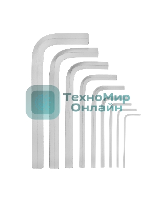 Набор ключей имбусовых Matrix HEX, 2–12 мм, CrV, 9 шт., короткие, сатин.