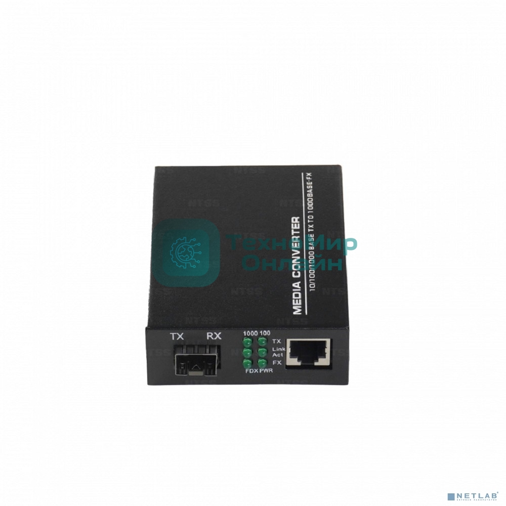 Медиаконвертер NTSS с RJ45 портом 10/100/1000Base-TX/1000Base-FX, без SFP модуля, расстояние передачи до 3,20,40,60,80,120,160,200 км, DC 5В 2А NTSS-1000-SFP