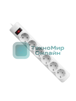 Сетевой фильтр Defender DFS 151 1,8 м, белый, 6 розеток