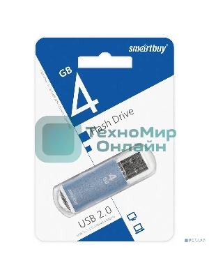 Флешка USB Smartbuy V-Cut Blue (SB4GbVC-B), 4Gb, USB 2.0, R/W 25/15, голубой