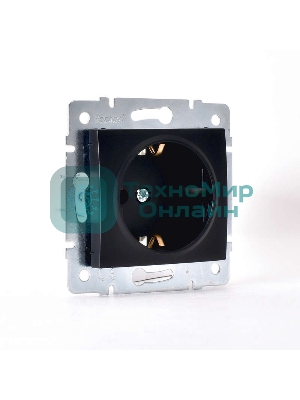 Механизм розетки 1-м СП KARINA термопласт с заземл. черный бархат LEZARD 707-4288-122B
