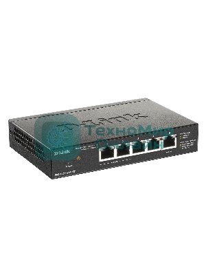 Коммутатор D-Link DGS-1100-05PDV2/A1A, L2 Smart Switch with 4 10/100/1000Base-T ports and 1 10/100/1000Base-T PD port(2 PoE ports 802.3af (15,4 W), PoE Budget 18W from 802.3at/8W from 802.3af).2K Mac address,