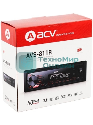 Автомагнитола ACV AVS-811R, 1 DIN, USB Type-A, AUX, съёмная панель
