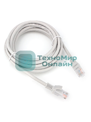 Патч-корд LSZH UTP Cablexpert PP31-3M cat.5e, 3м, литой, многожильный, серый