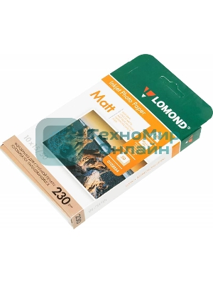 Фотобумага Lomond односторонняя матовая, 230г/м2 A6 (10X15)230г/50л. для струйной печати