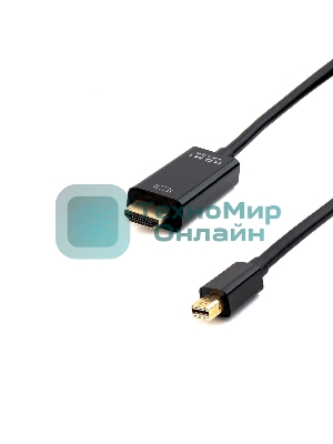 Кабель Cablexpert mDP-HDMI, 20M/19M, 1.8м, черный, позол.разъемы, пакет (CC-mDP-HDMI-6)