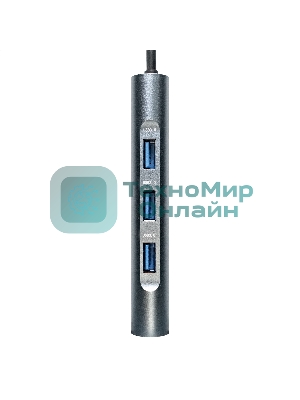 USB-концентратор ExeGate EX293985RUS DUB-31C/MAX (кабель-адаптер USB Type-C --> 3xUSB3.0 + Card Reader + PD 100W + HDMI 4K@30Hz + VGA + Audio + Lan RJ45 10/100/1000Mb, Plug&Play, серый)