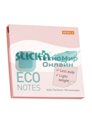 Блок самоклеящийся бумажный Stick`n ECO 21746 76x76 мм 100лист. 60г/м2 пастель розовый