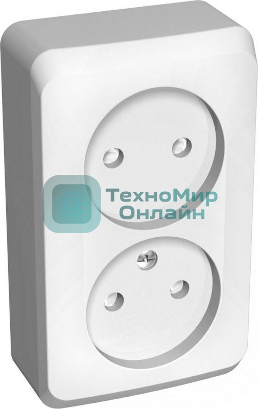 Розетка 2-м ОП Этюд 16А IP20 защ. шторки без заземл. белый SchE PA16-006B
