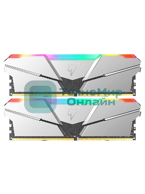 Оперативная память NETAC Shadow, DDR4, 16Gb (2x8Gb), 3200MHz, CL14, DIMM, с радиаторами, RGb, серебристый