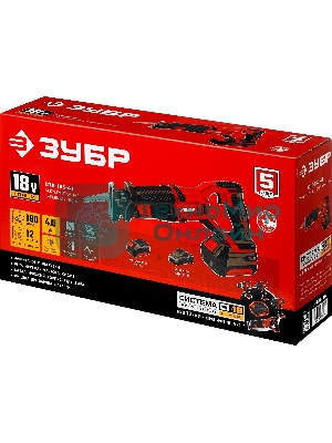 Пила сабельная Зубр 18В, 1 АКБ (4А·ч), в коробке, СПЛ-185-41