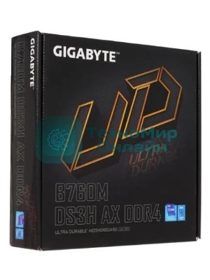 Материнская плата Gigabyte B760M DS3H AX DDR4 (V1.2/V1.3), LGA 1700, Intel B760, 4xDDR4, 4xSATA, 2xM.2, 1xPCI-E 4.0 x16, 2xPCI-E 4.0 x1, 1xHDMI, 2xDP, 1x 2.5Gb LAN, 3xUSB 3.2 Gen 1, 2xUSB 2.0, 3x3.5 мм, 7.1, Micro-ATX