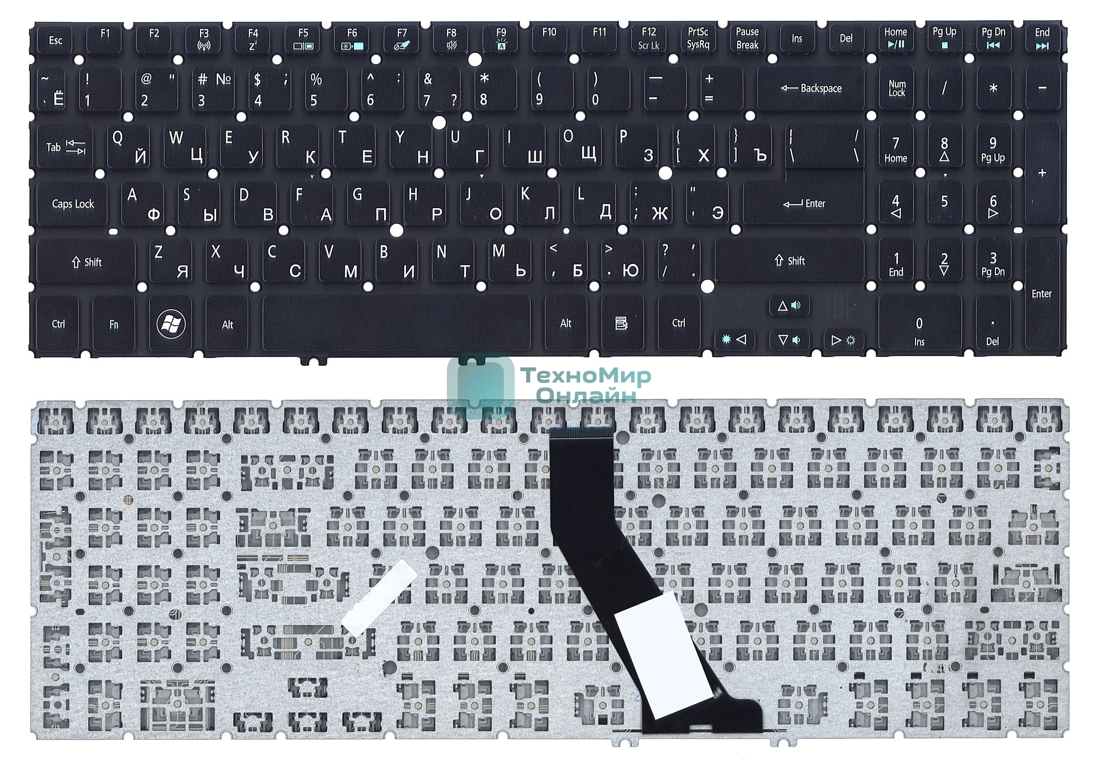 Клавиатура для ноутбука Acer Aspire V5, V5-5 M5-581T черная с подсветкой