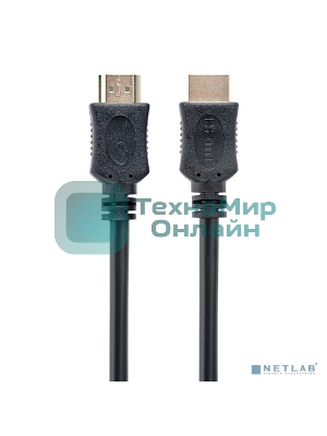Кабель HDMI Cablexpert CC-HDMI4L-20M, 20м, v2.0, 19M/19M, серия Light, черный, позол.разъемы, экран, пакет