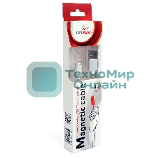 Кабель магнитный USB2.0 Cablexpert CC-USB2-AMMg-1M, для адаптеров TypeC - microBM 5P - iPhone lightning, 1м, алюминиевые разъемы (адаптеры в комплектацию не входят)