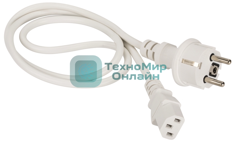 Шнур питания Lanmaster C13-Schuko прямая, 3х0.75, 220В, 10А, белый, 1 метр
