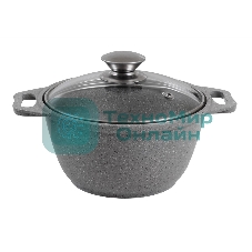 Кастрюля Kukmara КМС22а 2 л, со стеклянной крышкой АП (светлый мрамор)