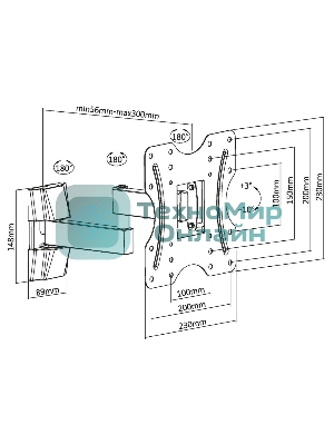 Кронштейн ЖК наклонно-поворотный 23-43
