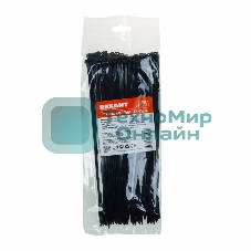 Хомут-стяжка кабельная нейлоновая Rexant 250x3,6 мм, черная, упаковка 100 шт.