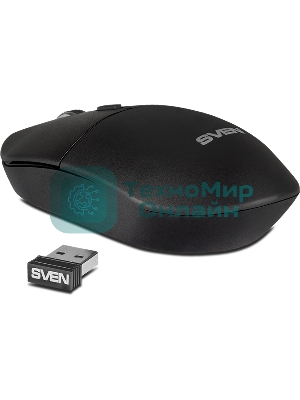 Мышь беспроводная SVEN RX-515SW черный, 1600 dpi, радиоканал, USB, кнопки - 4