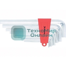 Набор ключей имбусовых Matrix HEX, 2–12 мм, CrV, 9 шт., удлиненные, сатин.