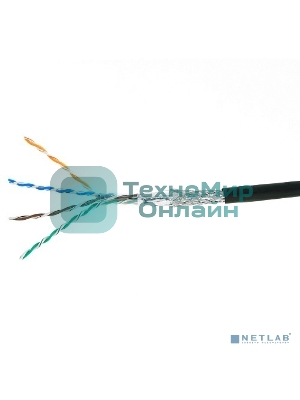 Кабель Cablexpert, SFTP5e, 4 пары, 0.51 мм, медь, однож., экран, оплетка, 305 м, для внешней прокладки, Fluke Test, черный