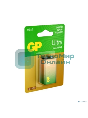 Алкалиновая батарейка GP Ultra Alkaline G-Tech 9V Крона - 1 шт. на блистере