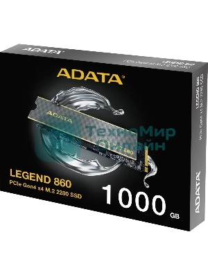 Накопитель SSD ADATA LEGEND 860, 1Tb, PCIe 4.0 x4, 2280, NVMe, R/W 6000/4000, с радиатором