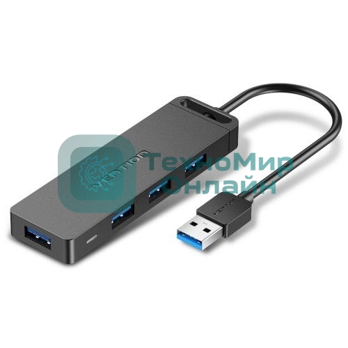 USB-концентратор Vention OTG USB 3.0 на 4 порта черный 0.15м.