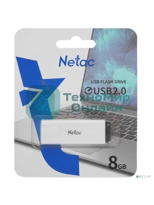 Флешка USB Netac U185 (NT03U185N-008G-20WH), 8Gb, USB 2.0, R/W 25/10, белый/серый