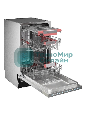 Встраиваемая посудомоечная машина Kuppersberg, High-Tech, 45 см, 10 комплектов, 3 корзины, 7 программ, конденсационная сушка, автоматическое открывание двери, LED подсветка, сенсорное управление, инверторный мотор, энергоэффективность А+++