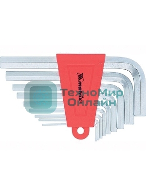 Набор ключей имбусовых Matrix HEX, 1,5–10 мм, CrV, 9 шт., короткие, сатин.