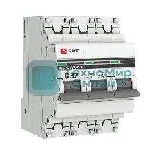Выключатель автоматический модульный 3п C 32А 4.5кА ВА 47-63 PROxima EKF mcb4763-3-32C-pro