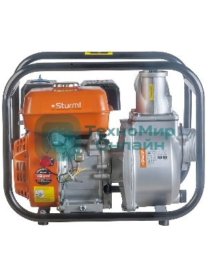 Бензиновая мотопомпа 7лс, 4-х тактн,1000л/мин,ЧИСТАЯ, напор 34м,бак 3,3л, d=80мм,Sturm! BP87101