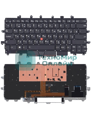 Клавиатура для ноутбука Lenovo ThinkPad X1 Carbon Gen 4 2016 черная без рамки с подсветкой