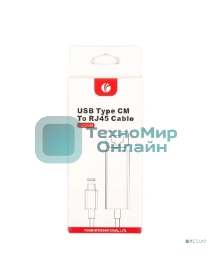 Кабель-переходник USB 3.1 Type-C -->RJ-45 1000Mbps Ethernet, Aluminum Shell, 0.15м VCOM DU320M