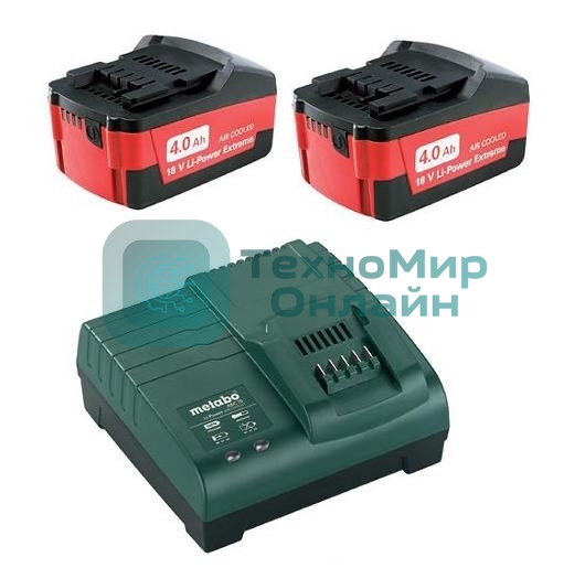 Набор аккумуляторов Metabo в + ЗУ 2 акк 4.0А·ч 18В+ЗУ ASC 30-36