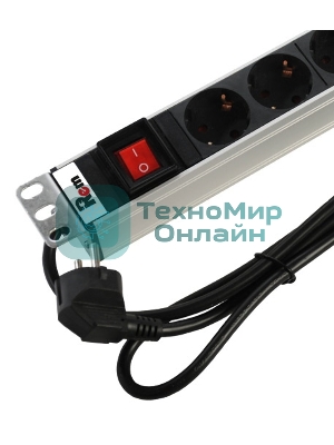 Аксессуар ЦМО Блок розеток Rem-16 с выкл., 8 Schuko, 16A, алюм., 19