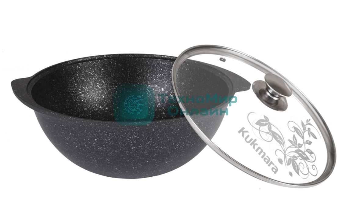 Казан для плова Kukmara 3,5 л со стекл.крышкой, АП (темный мрамор) КМТ37а