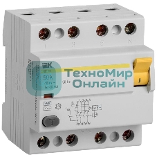 Выключатель дифференциального тока (УЗО) 4п 50А 30мА тип AC ВД1-63 IEK MDV10-4-050-030