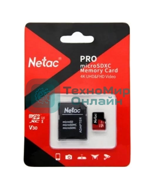Флеш Карта MicroSD card Netac P500 Extreme Pro 256Gb, retail version w/SD adapter