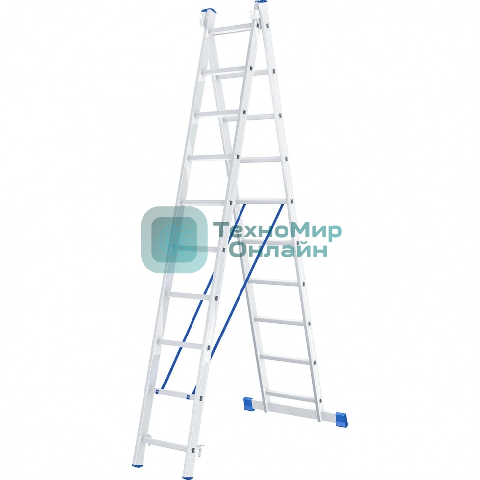 Лестница Сибртех, 2 х 10 ступеней, алюминиевая, двухсекционная