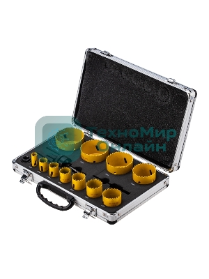 Набор коронок Bimetal (14, 20, 22, 25, 30, 35, 40, 51, 60, 64, 67), 16 предметов, металлический кейс Kranz