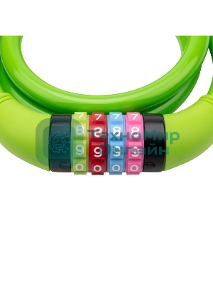 Тросовый кодовый замок взломостойкий для велосипедов и колясок Четыре сезона 100 см зеленый 79-0203