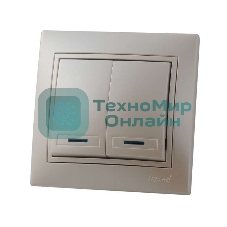 Выключатель LEZARD 701-3030-112 серия скр. проводки Мира двойной подсветка жемчужно-белый перламутр