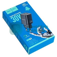 Сетевое зарядное устройство HOCO N13 Bright PD30W+QC3.0 два порта (1*USB-A, 1*Type-C), черный