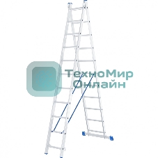 Лестница Сибртех, 2 х 11 ступеней, алюминиевая, двухсекционная