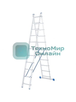 Лестница Сибртех, 2 х 11 ступеней, алюминиевая, двухсекционная