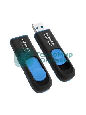Флешка USB ADATA UV128 (AUV128-32G-RBE), 32Gb, USB 3.0, R/W 100/30, черный/синий